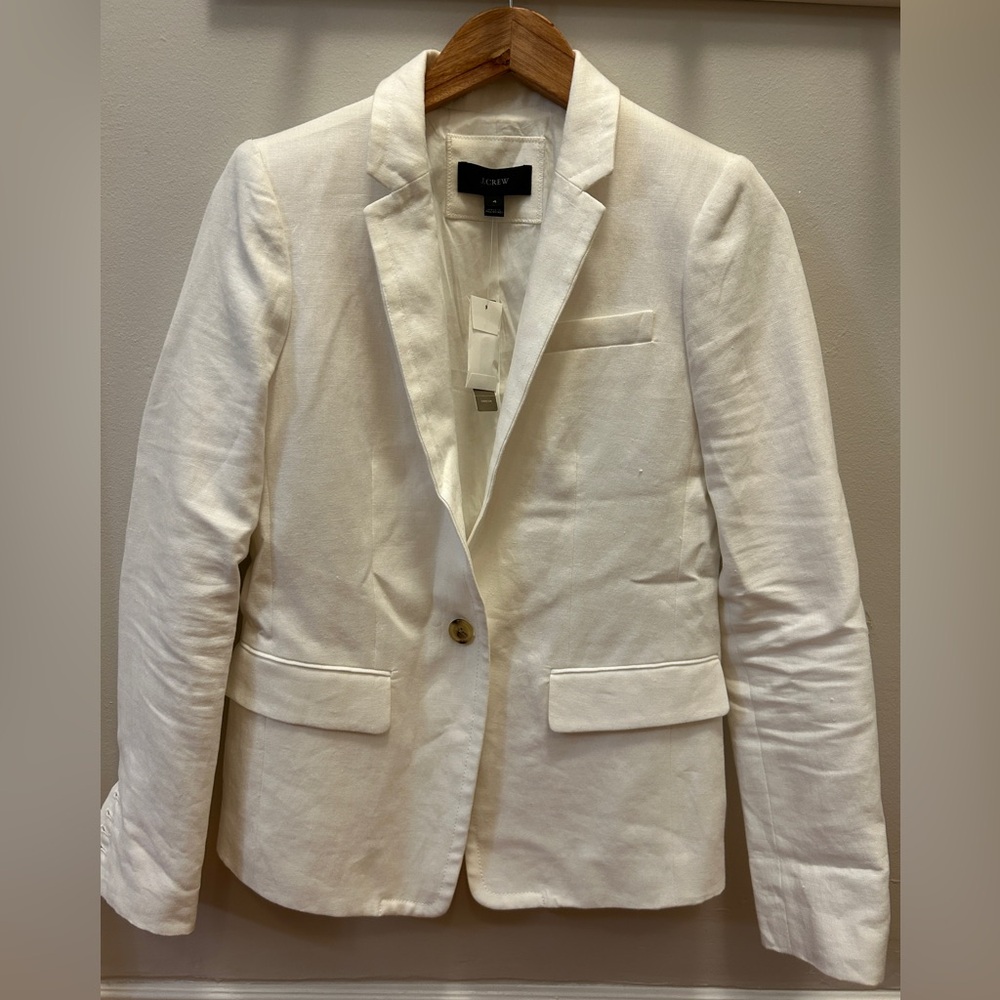 J. Crew Women's White Linen Blazer